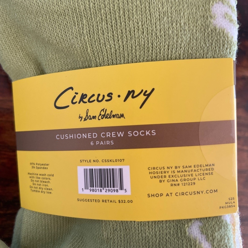 Sam Edelman Circus - Ribbed Cushioned Crew Socks - Green, Yellow, Pink, Cream - Picture 4 of 4